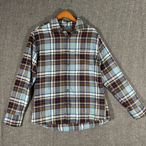 Eddie Bauer Other - Eddie Bauer Men's Blue Plaid Flannel Long Sleeve Button Down Shirt Size M